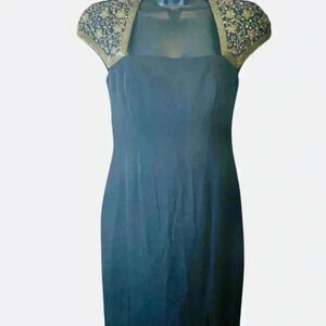 En Francais Vintage  80’s, 90’s Gold Beaded Sleeve Gown